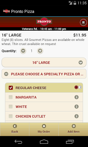 Pronto Pizza Screenshot 1