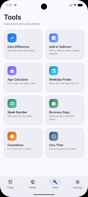 Today's Date: World Clock Screenshot 1