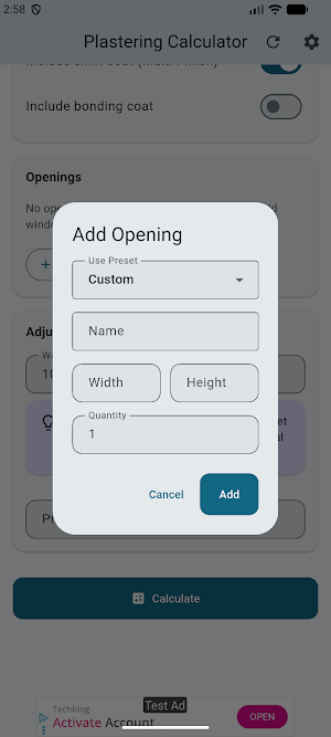 Plastering Calculator Screenshot 3