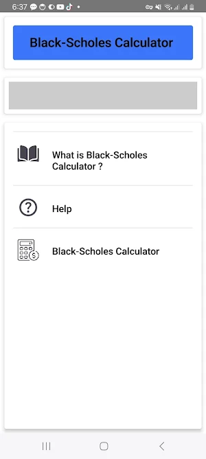 Black Scholes Calculator Screenshot 0