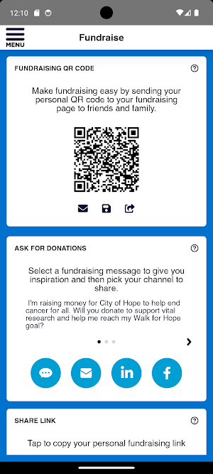 City of Hope Fundraising Screenshot 2