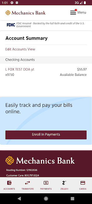 Mechanics Bank Mobile Plus Screenshot 1