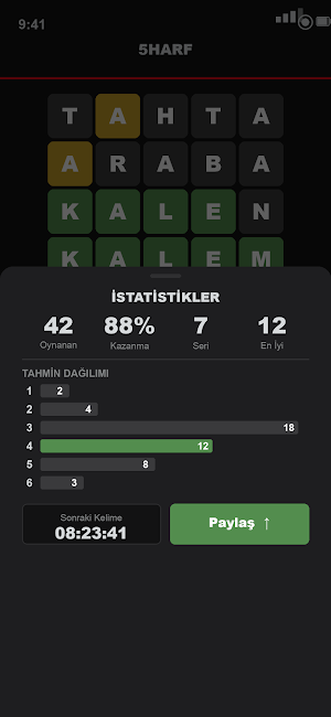 5Harf - Türkçe Kelime Bulmaca Screenshot 3