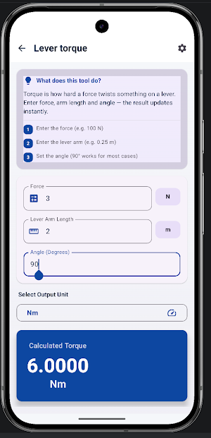 Engineering Torque Calculator Screenshot 3
