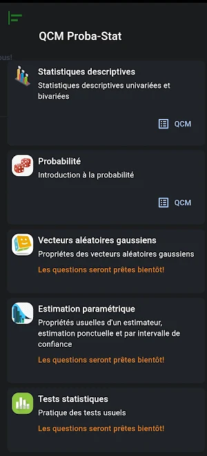 QCM Probabilité-Statistique Screenshot 3