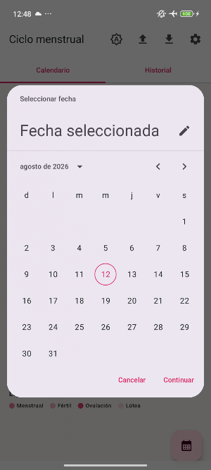 Ciclo Menstrual Screenshot 1