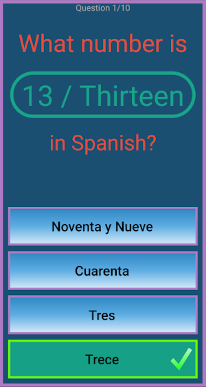 Spanish Number Game Screenshot 1