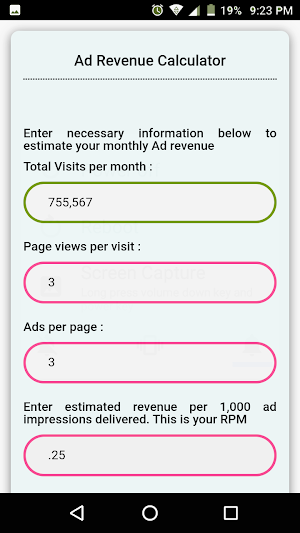 Web Ad Revenue Calculator Screenshot 1