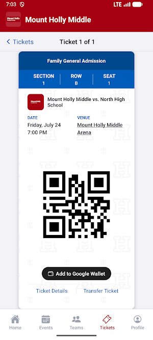 Mount Holly Middle Athletics Screenshot 2