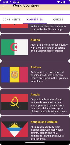 World Countries Quiz App Screenshot 1