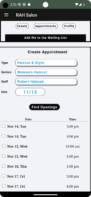 RAH Salon Screenshot 2