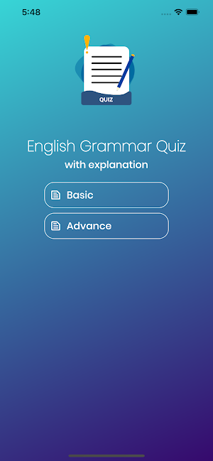 English Grammar Explanation Quiz Screenshot 0