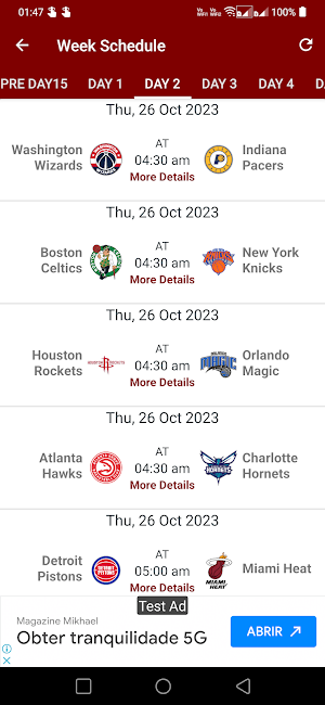 NBA 2024 Games Schedule Scores Screenshot 1