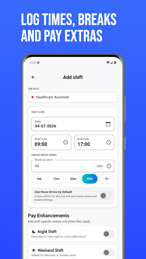 WagePal: Shift & Pay Tracker Screenshot 1