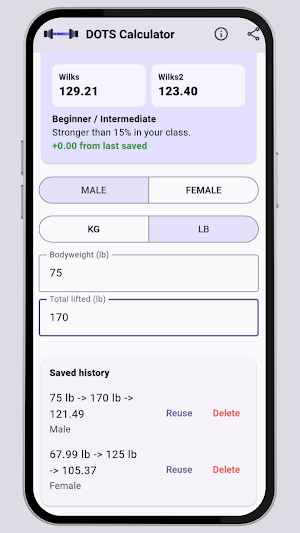 DOTS Calculator Screenshot 1