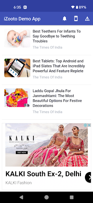 iZooto Demo App Screenshot 2