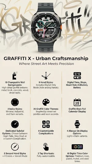 Graffiti-X: Hybrid Watch Face Screenshot 1