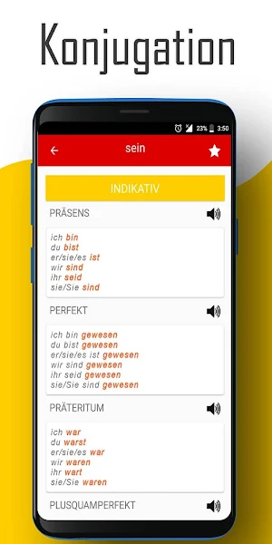 Deutsche Konjugation Screenshot 3