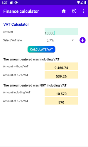 VAT and Loan Calculator Screenshot 1