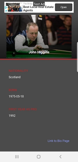 2021 - 2022 Snooker Calendar Screenshot 1