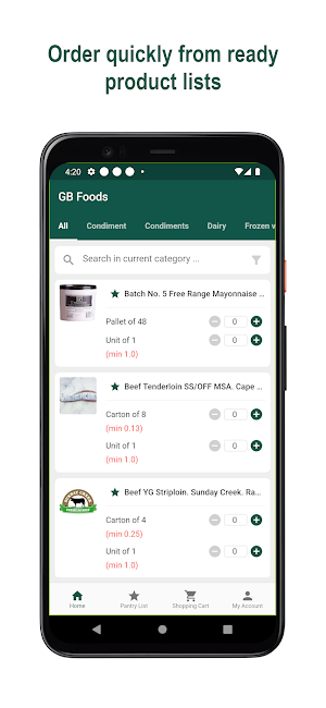 GB Foods Ordering App Screenshot 0