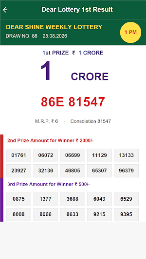 Dear Lottery 1st Result Screenshot 1