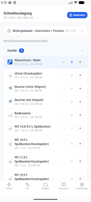 Abwasserdimensionierung Screenshot 0