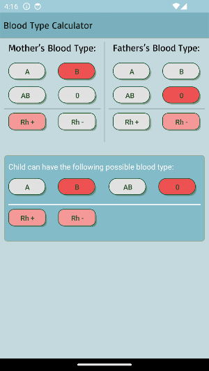 Blood Type Calculator Screenshot 2