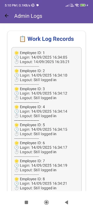 Employee Work Tracker App Screenshot 3