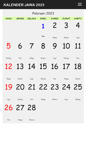 Kalender Pasaran Jawa Lengkap Screenshot 1