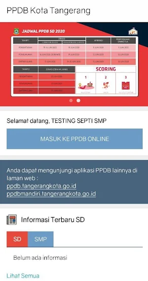 PPDB Online 2020 Kota Tangerang Screenshot 1