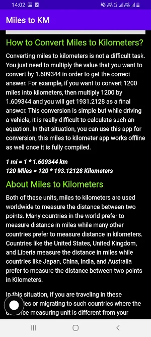 Miles to KM Screenshot 0