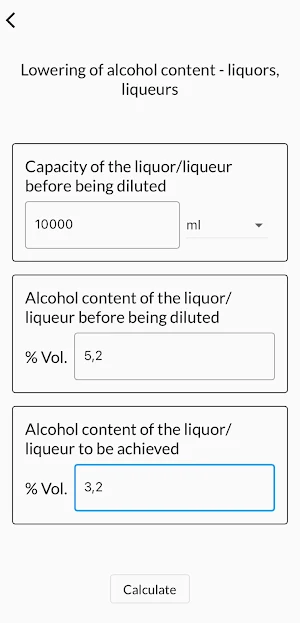 Calculator %Vol. Screenshot 2