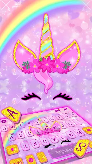 Rainbow Pink Unicorn Keyboard Theme Screenshot 1