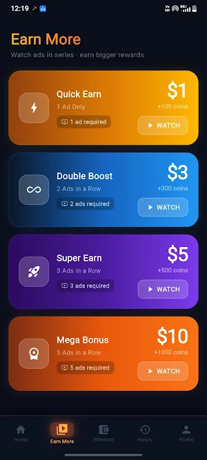 Watch Ads & Earn Money Screenshot 2