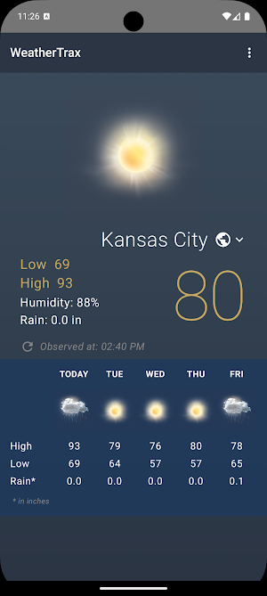 WeatherTrax: Simple Forecasts Screenshot 0