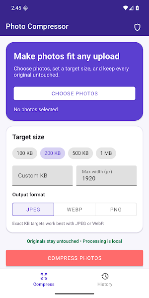 Photo Compressor: Resize KB Screenshot 0