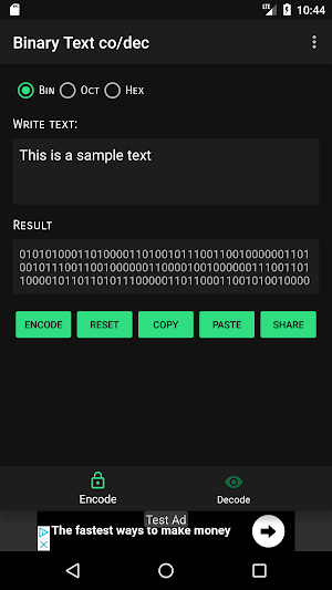 Binary Text co/dec Screenshot 0