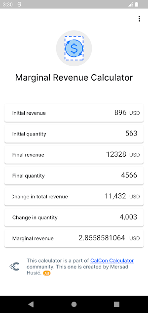 Marginal Revenue Calculator Screenshot 1