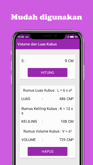 Kalkulator Luas Keliling Volume : Kubus Screenshot 1