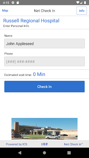 Net Check In - Russell Regional Hospital Screenshot 1