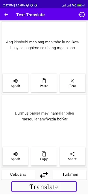 Cebuano To Turkmen Translator Screenshot 1