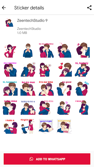 Love stickers for WhatsApp: WAStickerapps Romantic Screenshot 1