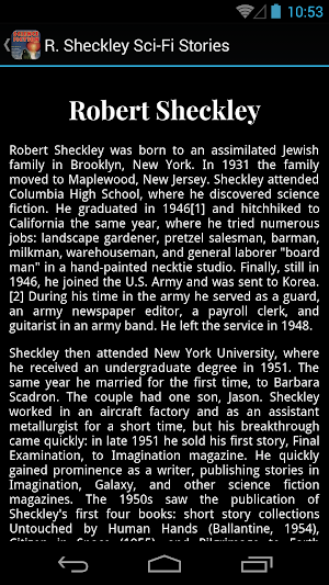 R. Sheckley Sci-Fi Stories Screenshot 2