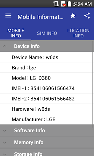 Mobile, SIM and Location Info Screenshot 0