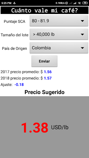 Specialty coffee pricing tool Screenshot 2