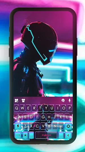 Neon Helmet DJ Keyboard Backgr Screenshot 0