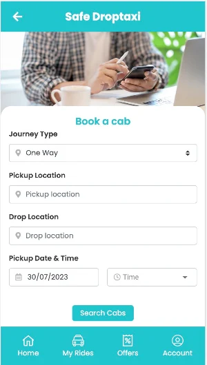 Safe Drop Taxi - Booking App Screenshot 1