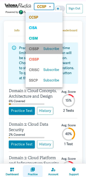 WannaPractice CISSP,CCSP, more Screenshot 2
