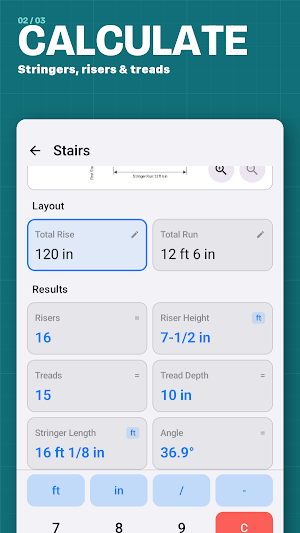 CutOnce - Builder's Calculator Screenshot 1
